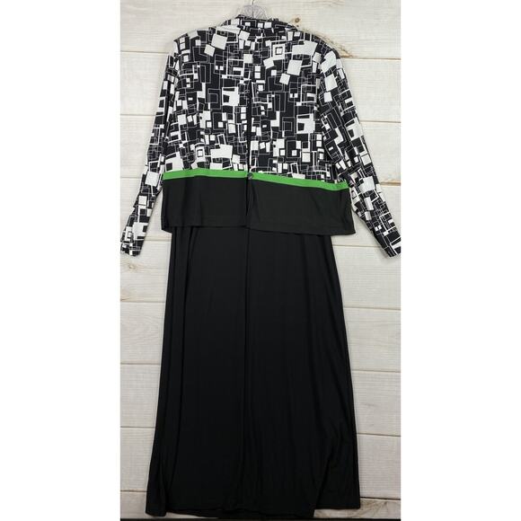 Karen Stevens Dress Women 14P Tank Dress & Jacket Geometric Slit Stretch NWT - Picture 4 of 11